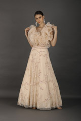 Peach Ruffled Top Bottom Set